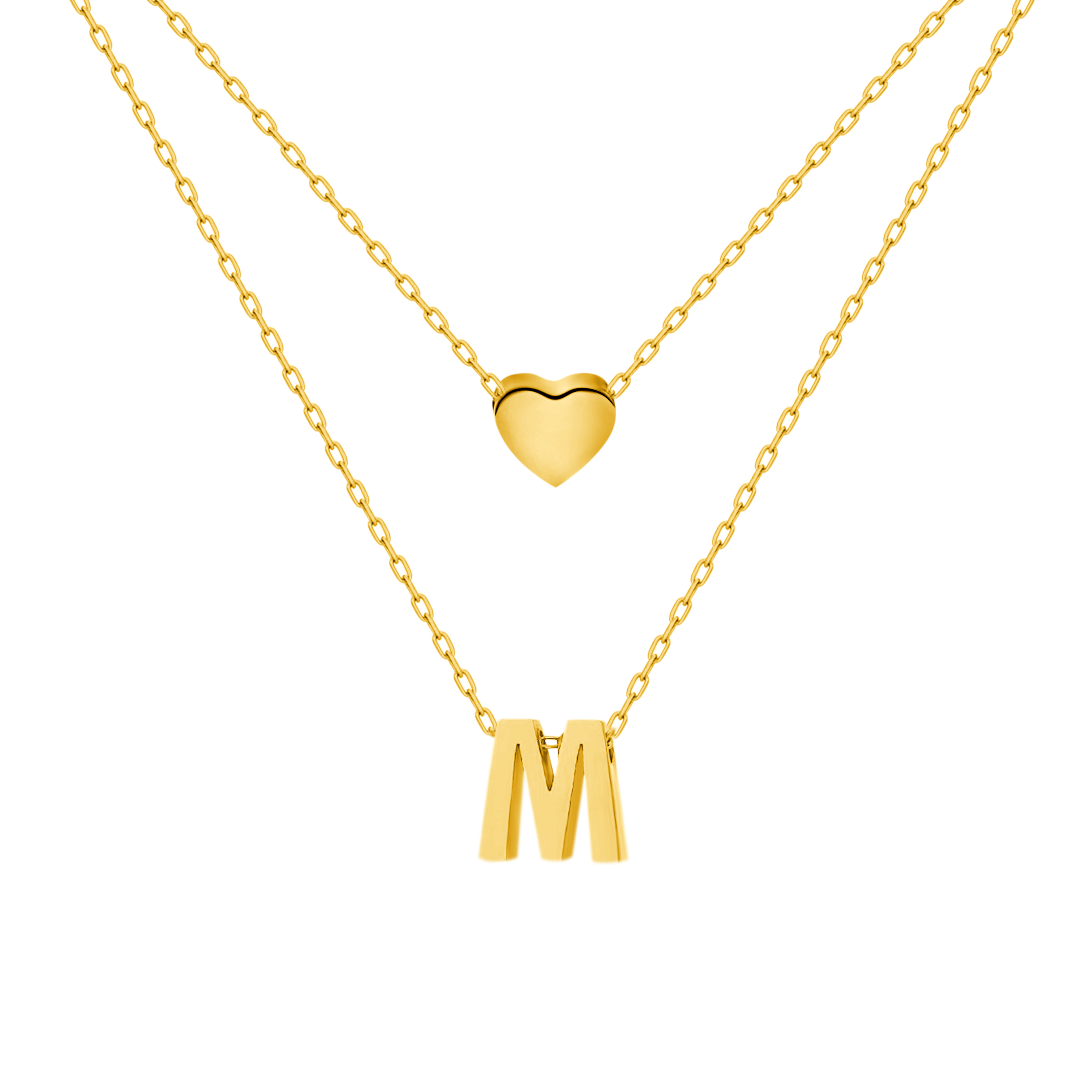 Titanium Steel Double-Layered Heart Letter Necklace