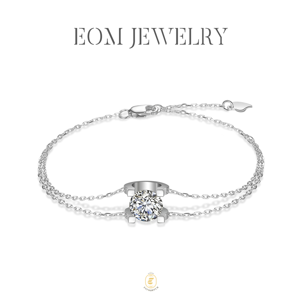 Moissanite Classic Solitaire Double-Chain Bracelet