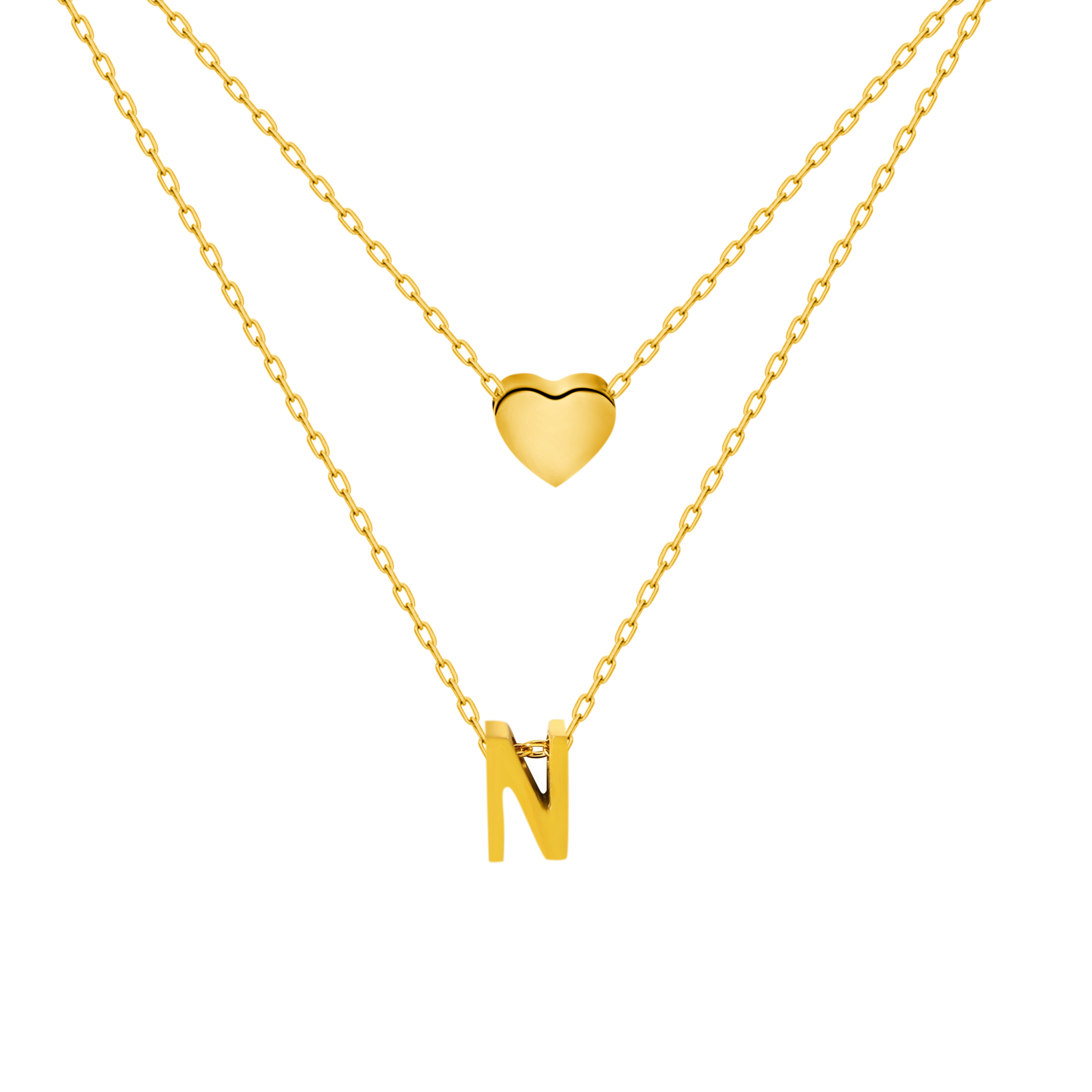 Titanium Steel Double-Layered Heart Letter Necklace