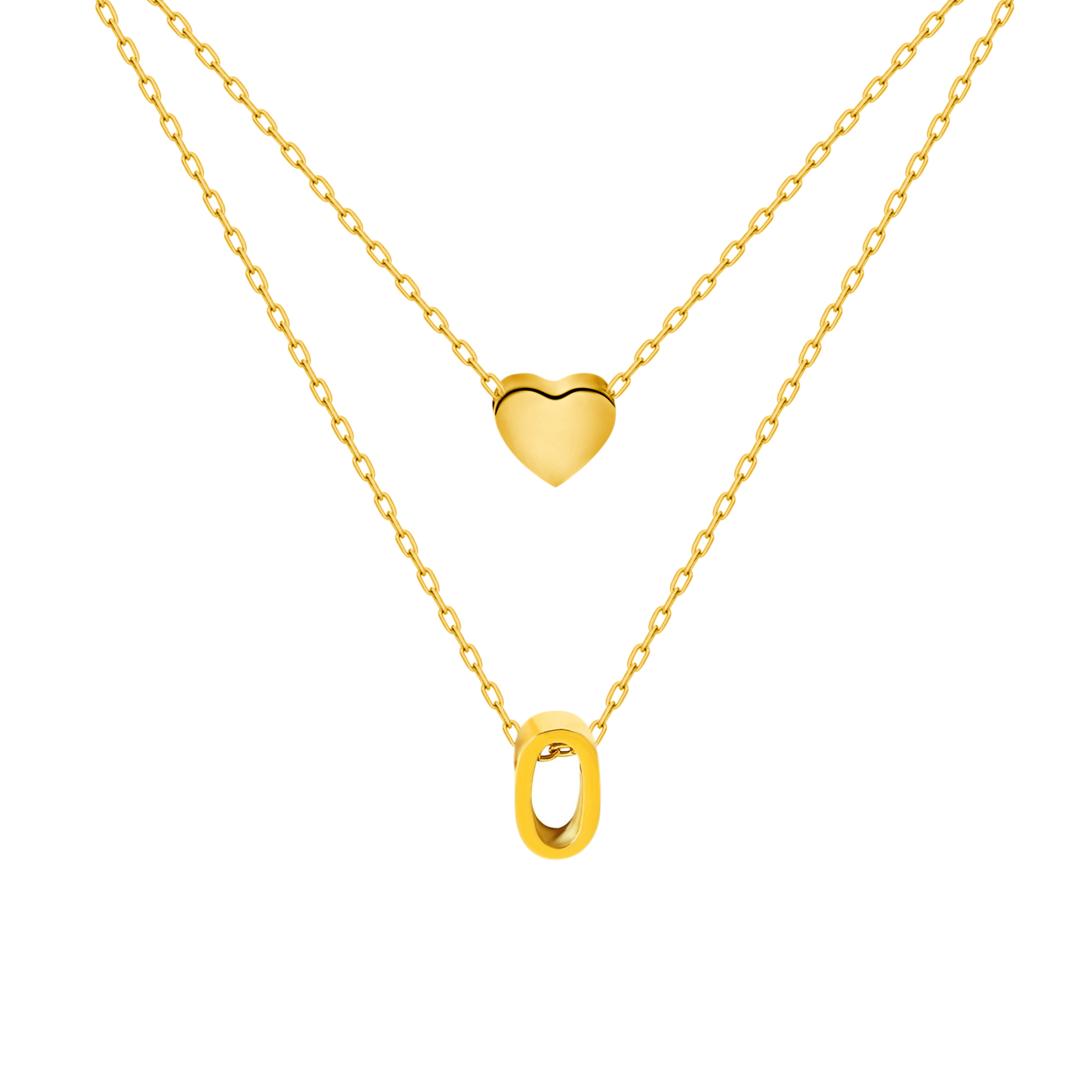 Titanium Steel Double-Layered Heart Letter Necklace