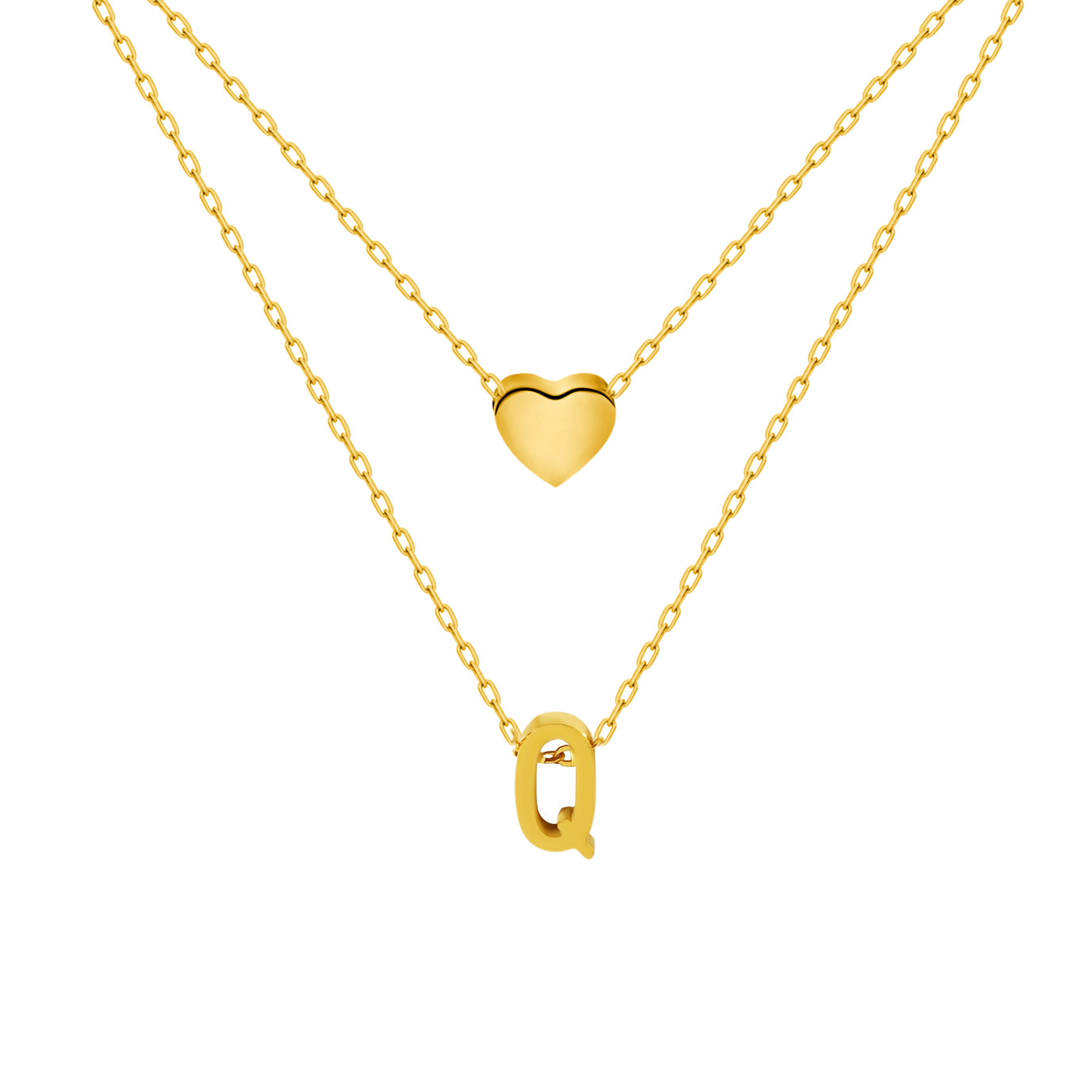 Titanium Steel Double-Layered Heart Letter Necklace