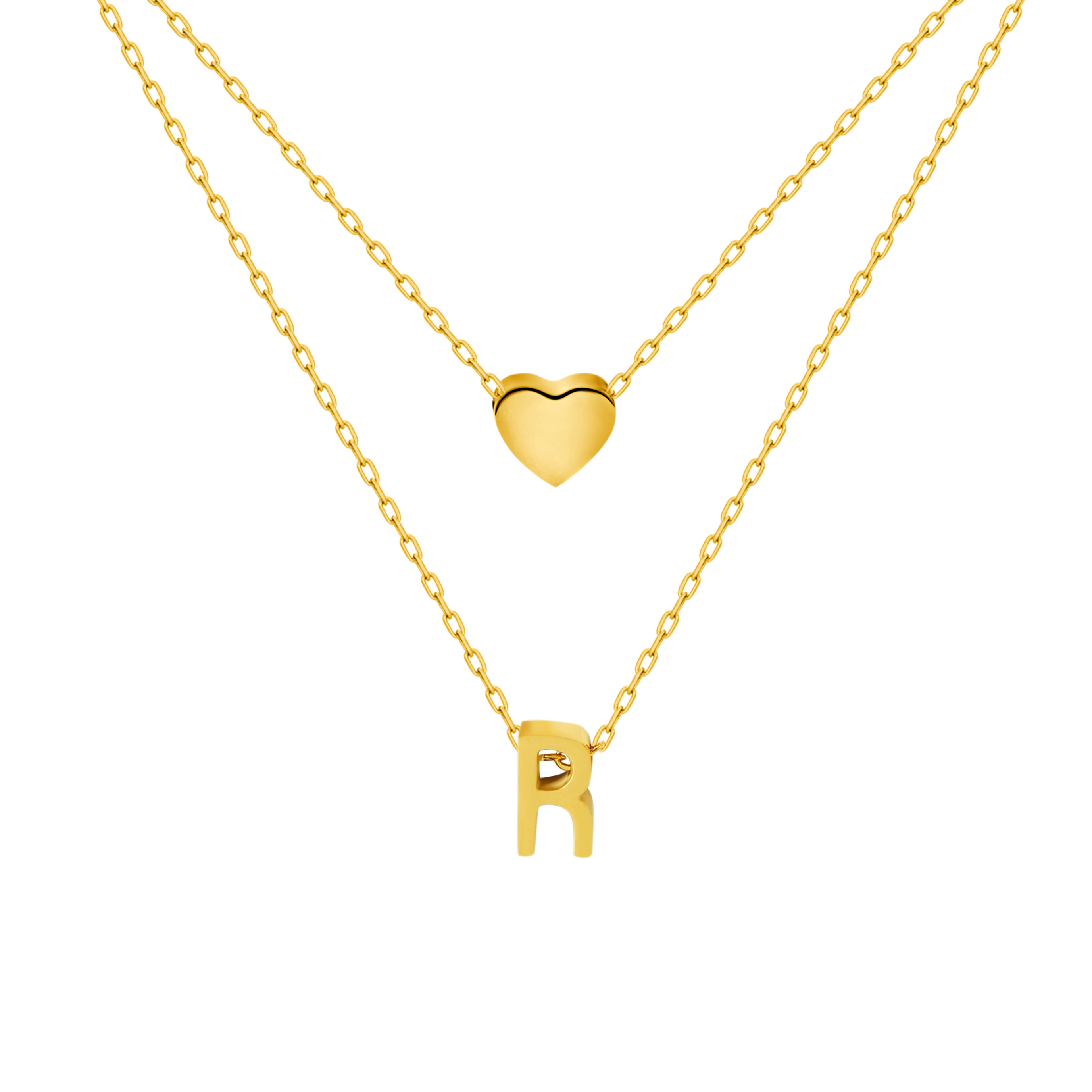 Titanium Steel Double-Layered Heart Letter Necklace