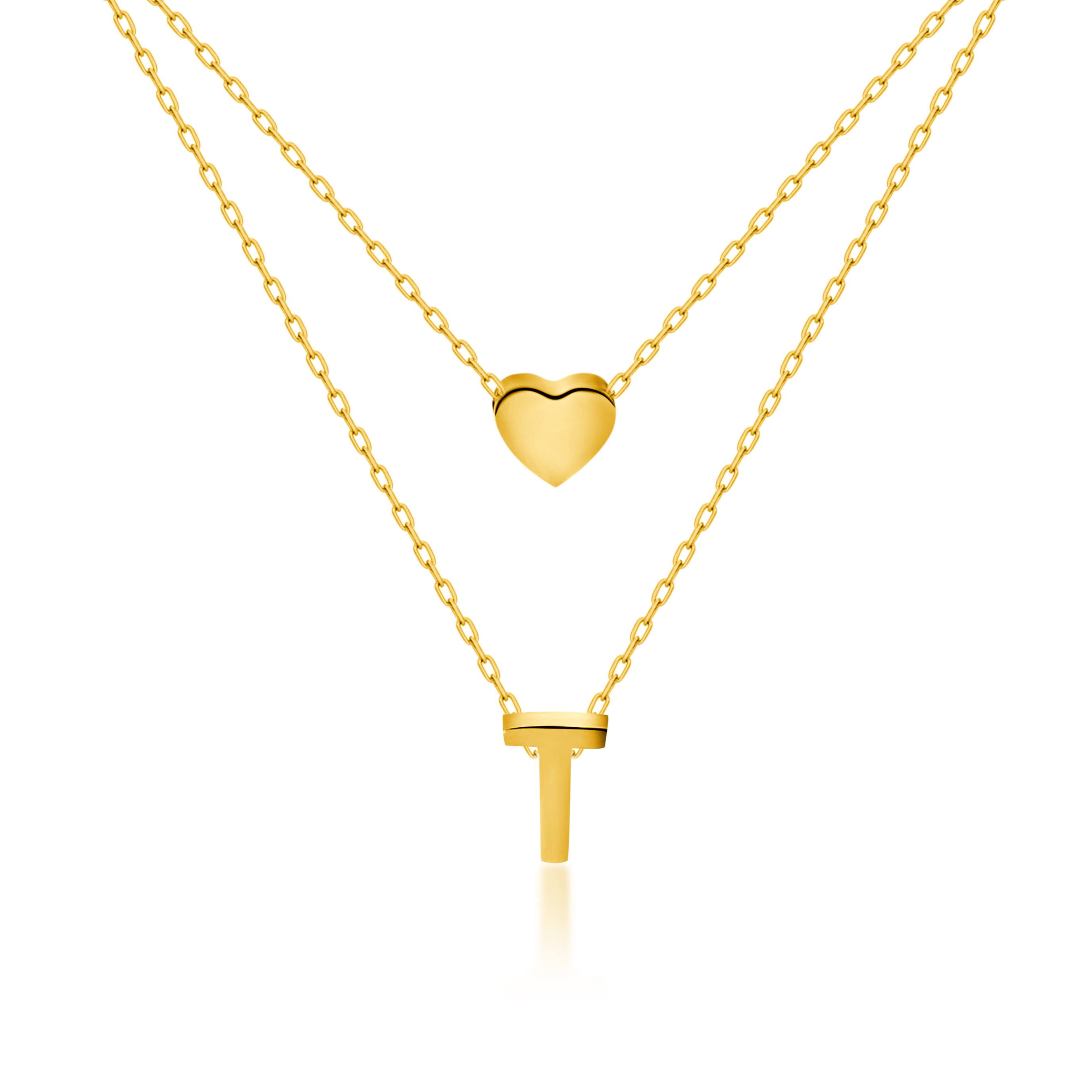 Titanium Steel Double-Layered Heart Letter Necklace
