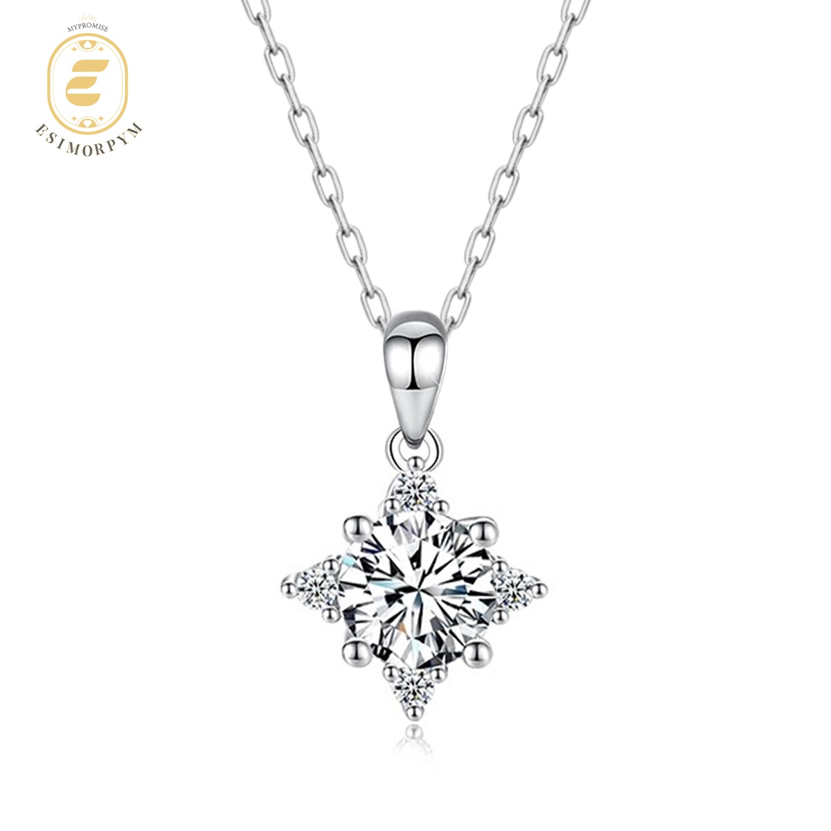 Moissanite 1ct Starburst Halo Pendant Necklace