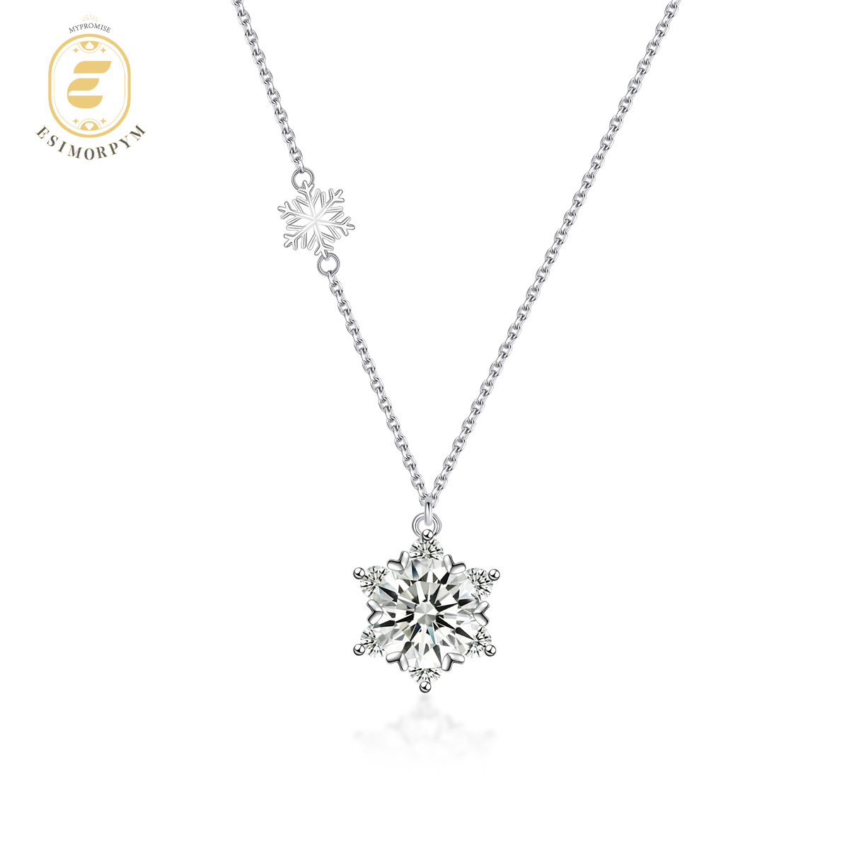 Moissanite 1-2ct Ice Crystal Snowflake Pendant Necklace