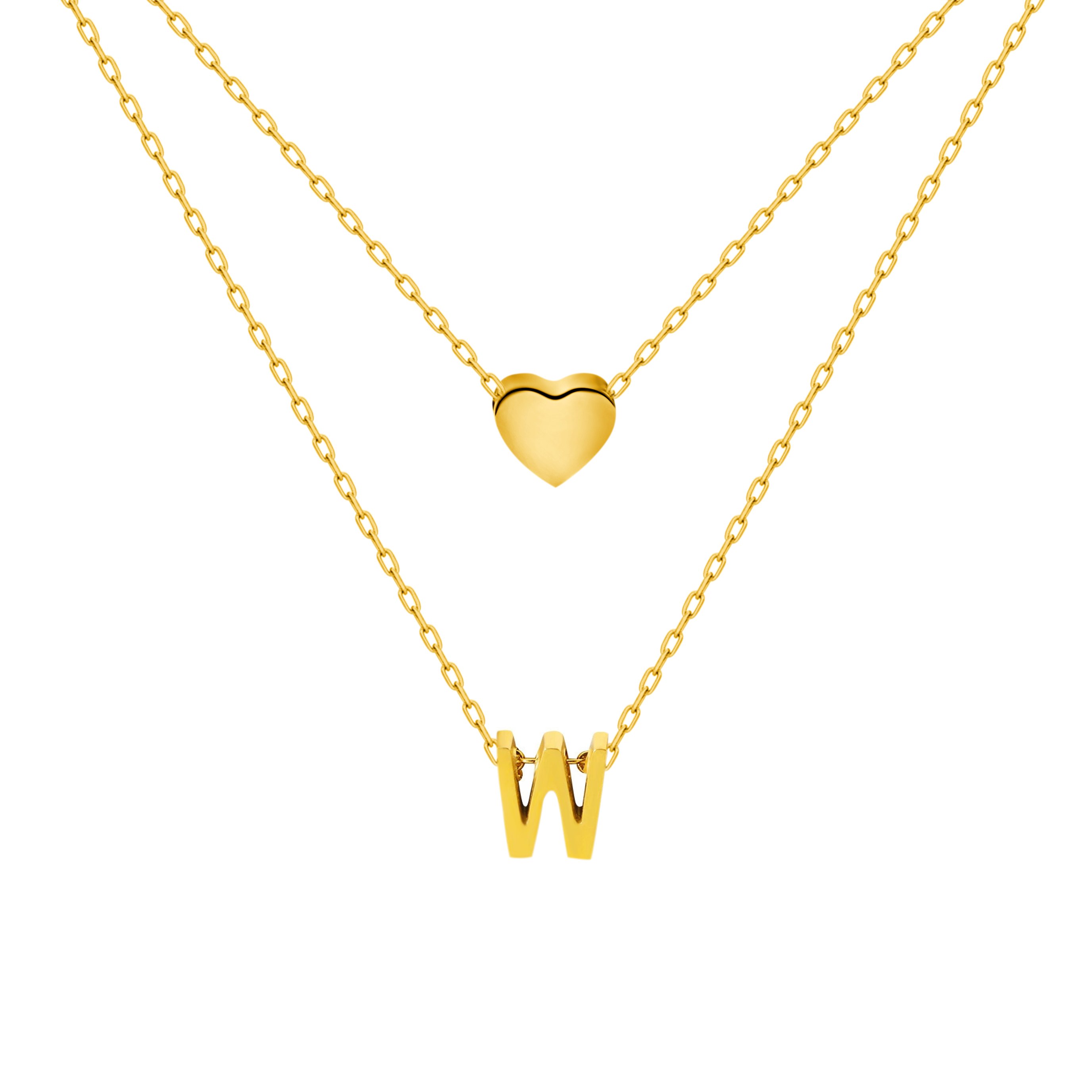 Titanium Steel Double-Layered Heart Letter Necklace