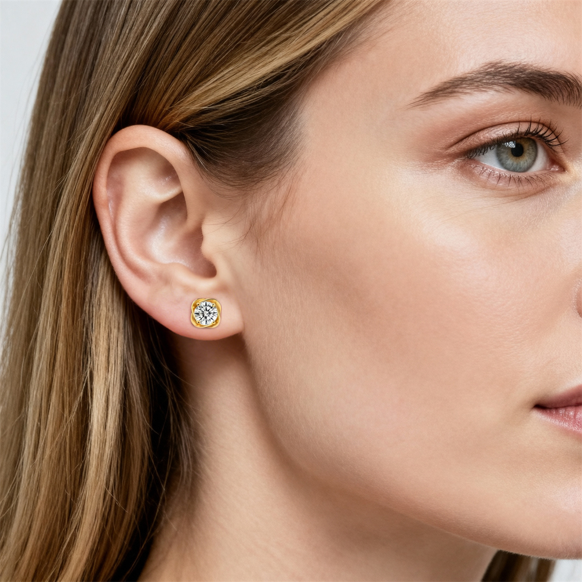 Moissanite 2ct Petal Whisper Floral Stud Earrings