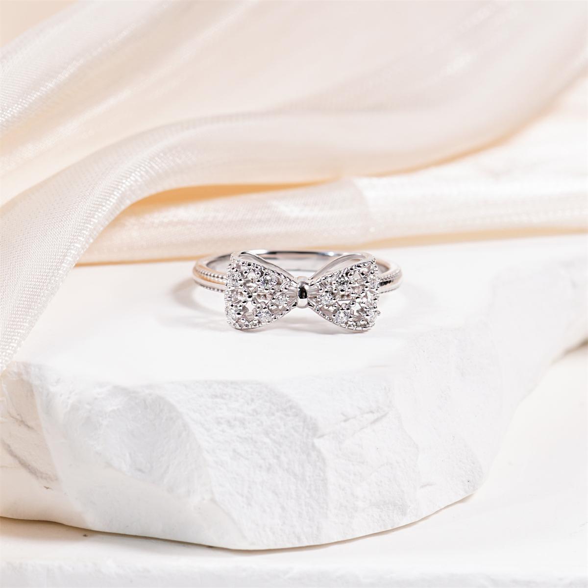 18K Gold-Plated Moissanite Dreamy Bow Ring Eternal Knot Ring