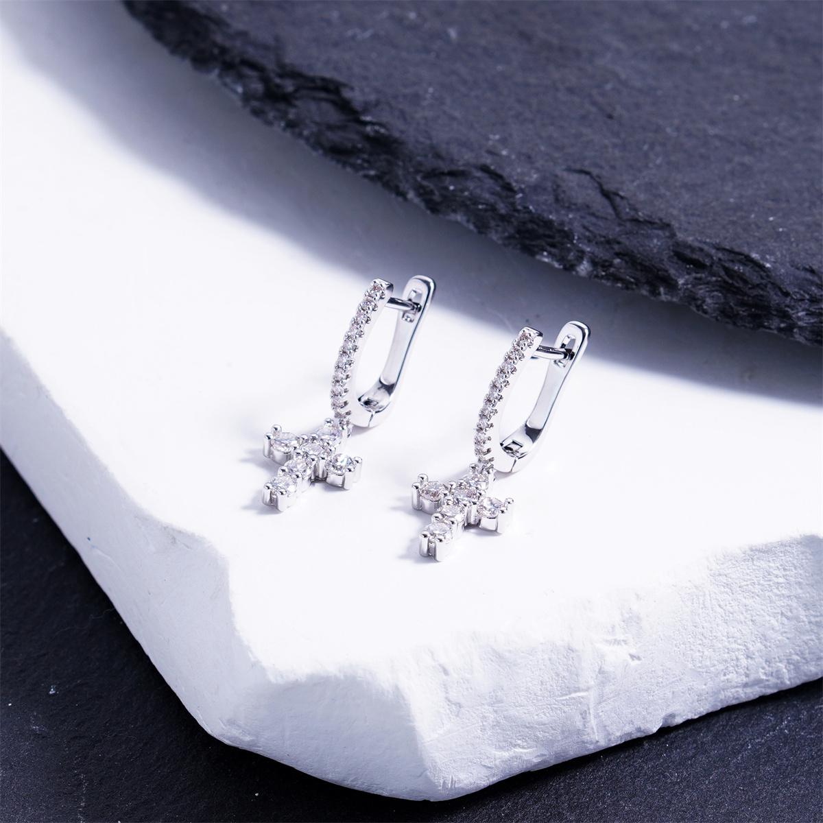 Moissanite Celestial Cross Dangle Earrings