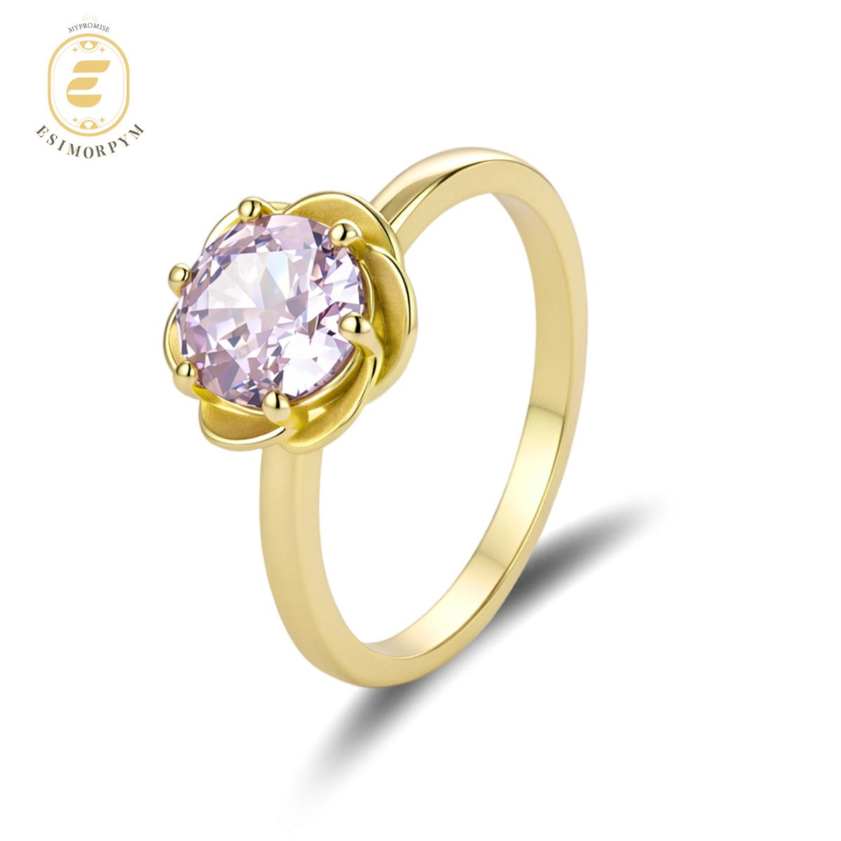 Rosy Dream Floral Solitaire Ring