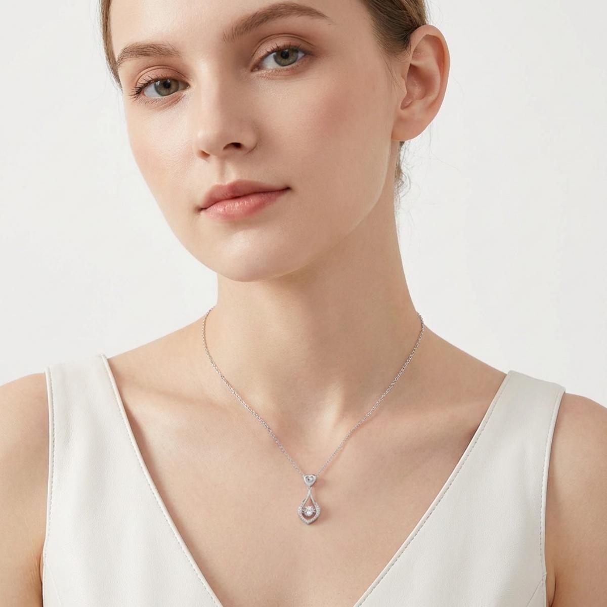 Moissanite Sweetheart Teardrop Pendant Necklace