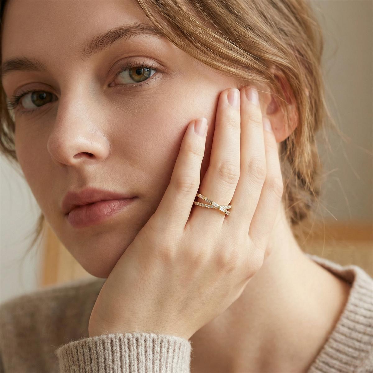 Moissanite Starlight Ribbon Crossover Ring