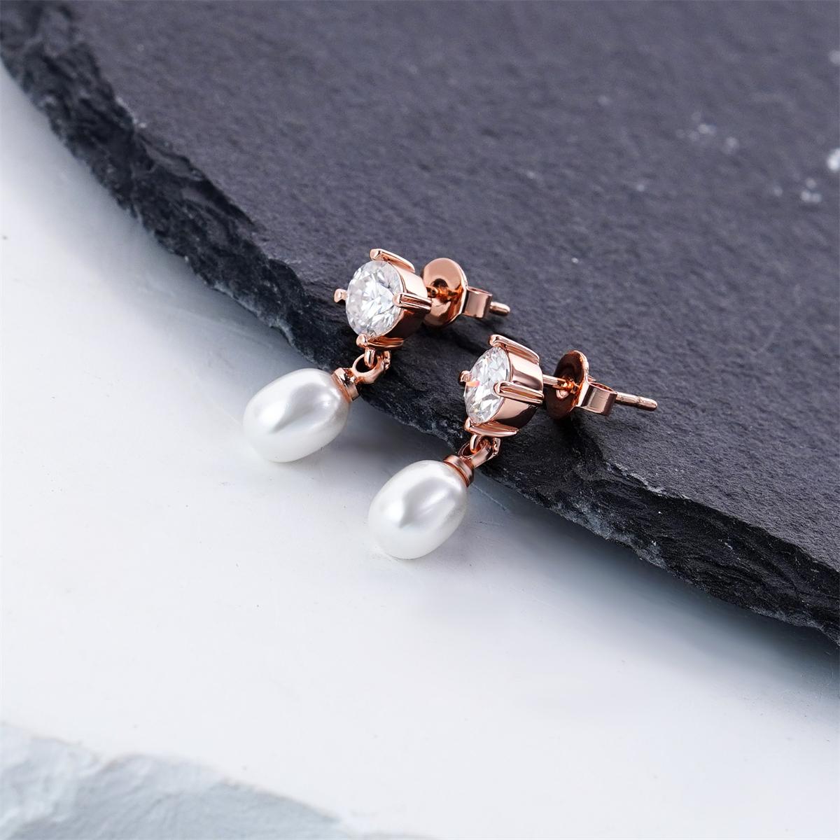 Moissanite Rose Dream Drop Earrings