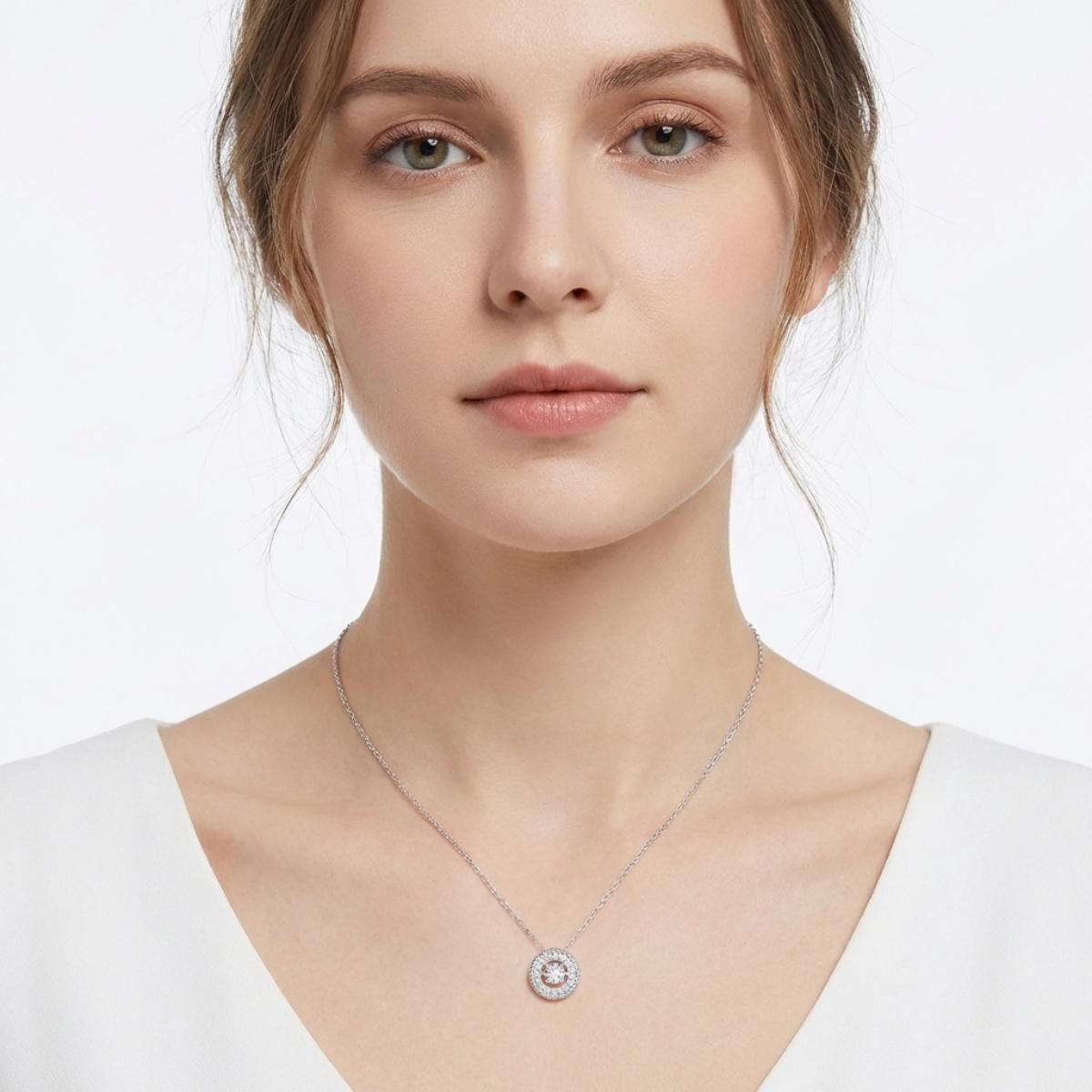 Moissanite Eternal Halo Radiance Pendant Necklace