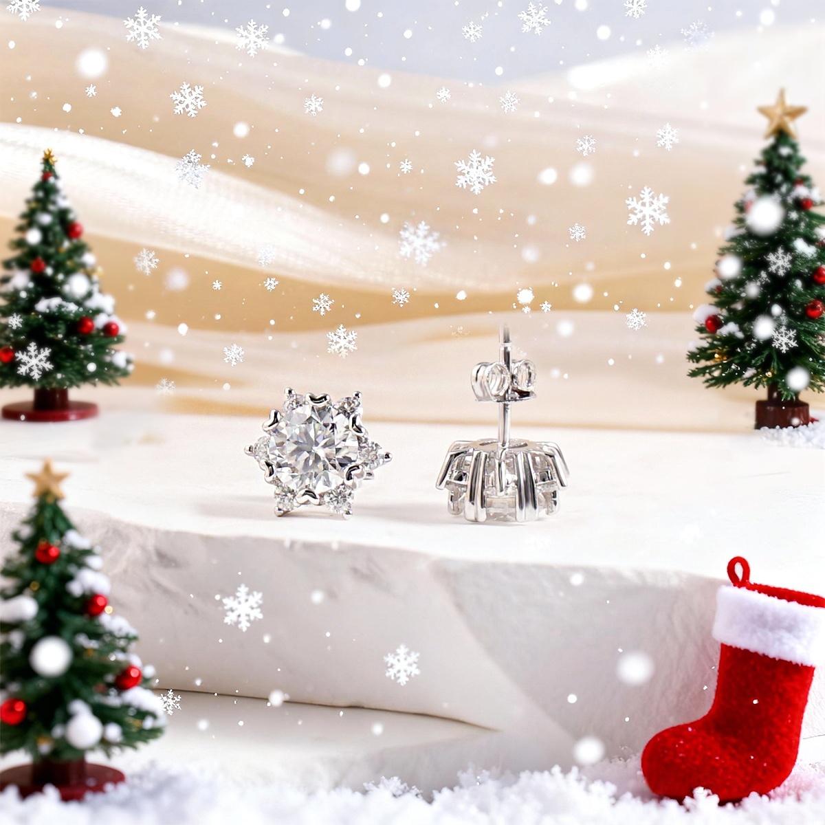 Moissanite 0.5-2ct Snowflake Stud Earrings