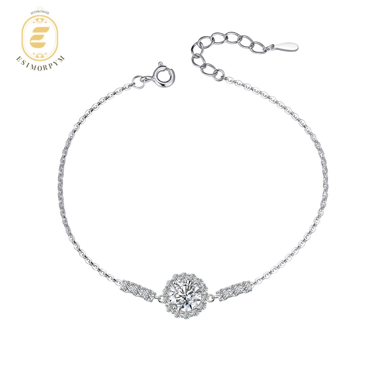 Moissanite Halo Flower Bracelet