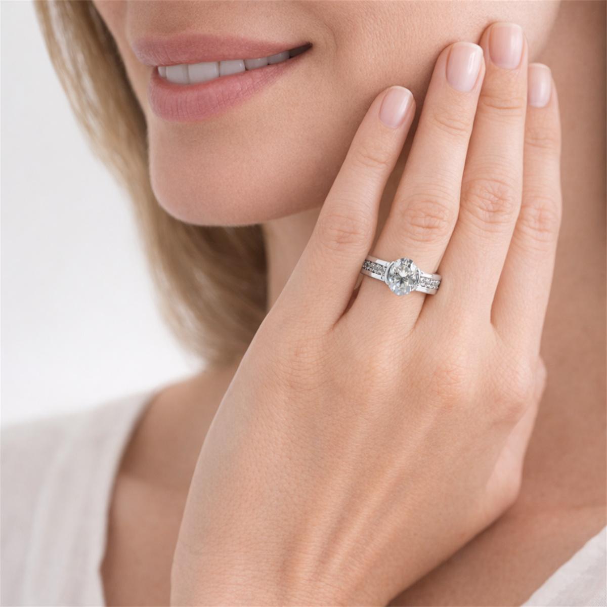 Moissanite 1.8ct Fortune Glow Oval Ring