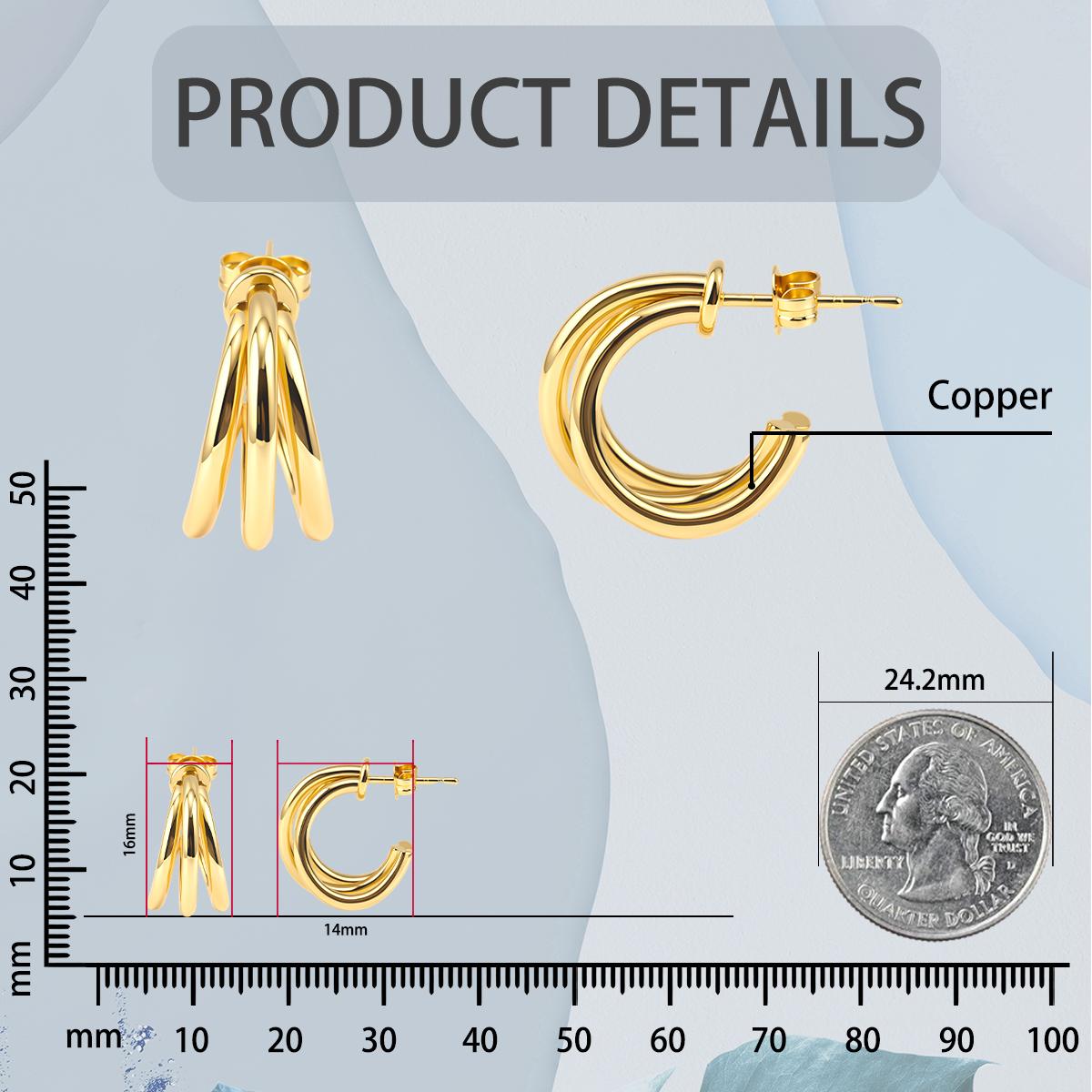 Triple Curve Hoop Earrings