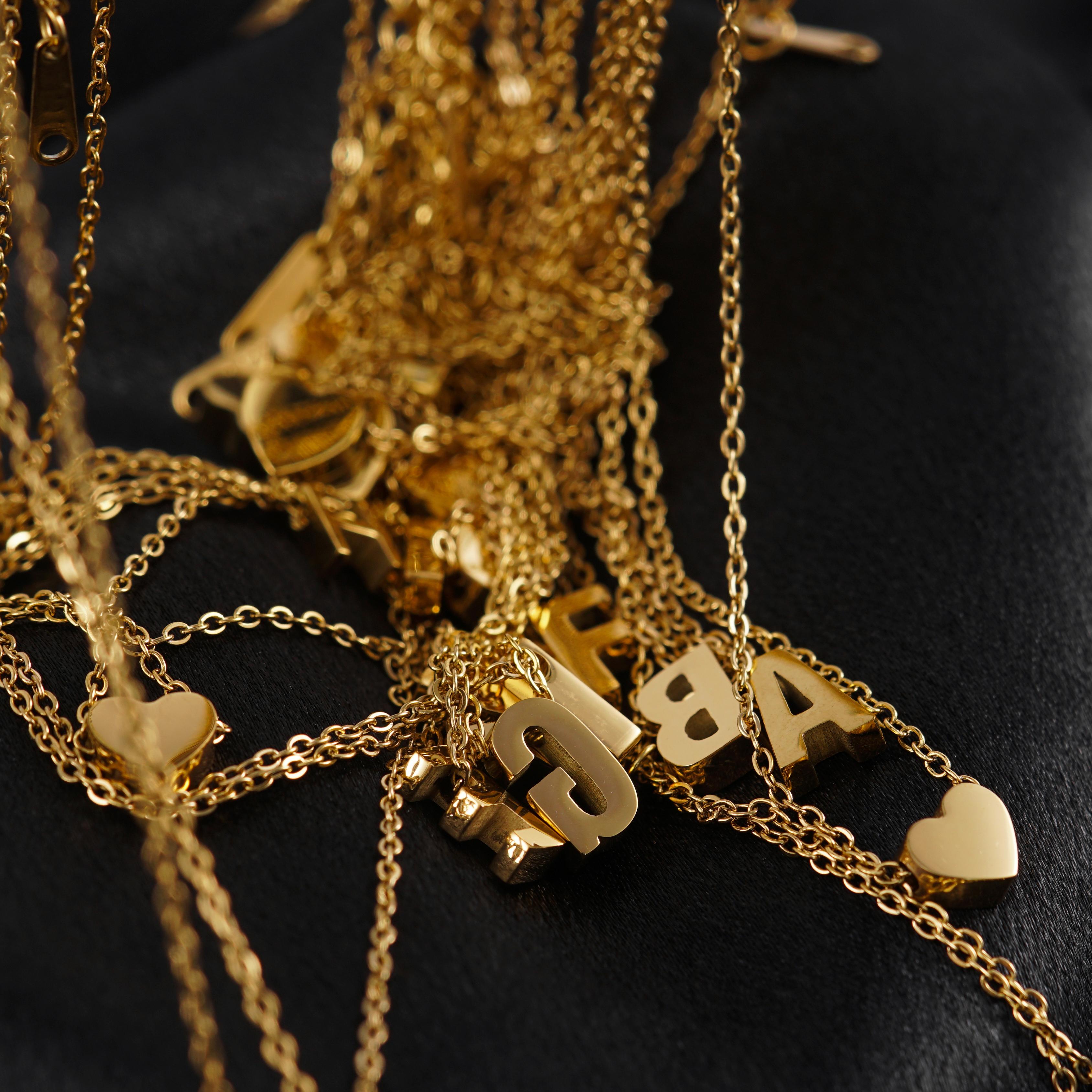 Titanium Steel Double-Layered Heart Letter Necklace