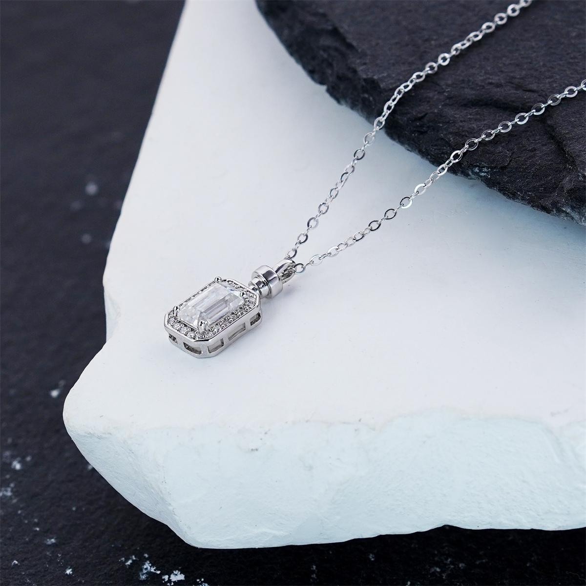 Moissanite 1ct Vintage Perfume Bottle Pendant Necklace