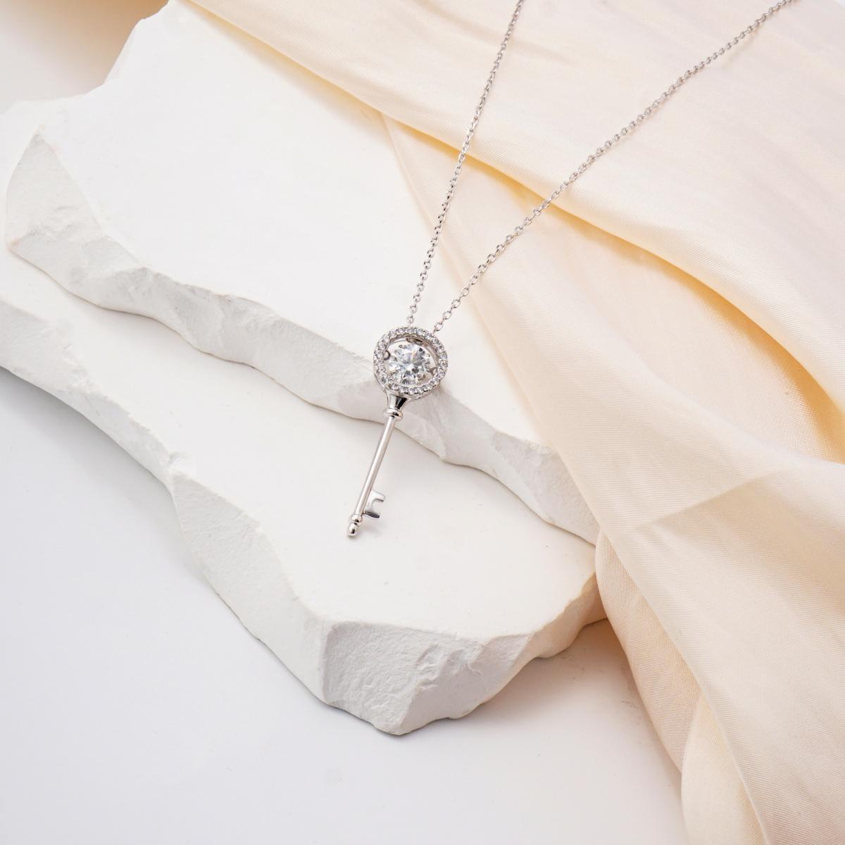 Moissanite 1ct Key to My Heart Pendant Necklace