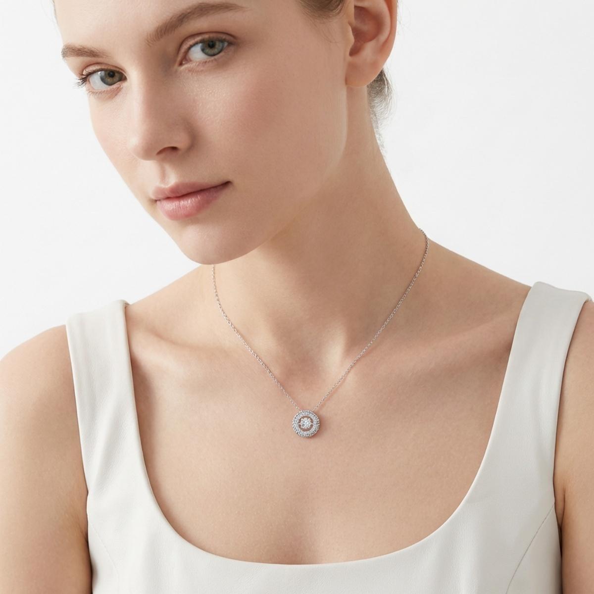 Moissanite Eternal Halo Radiance Pendant Necklace
