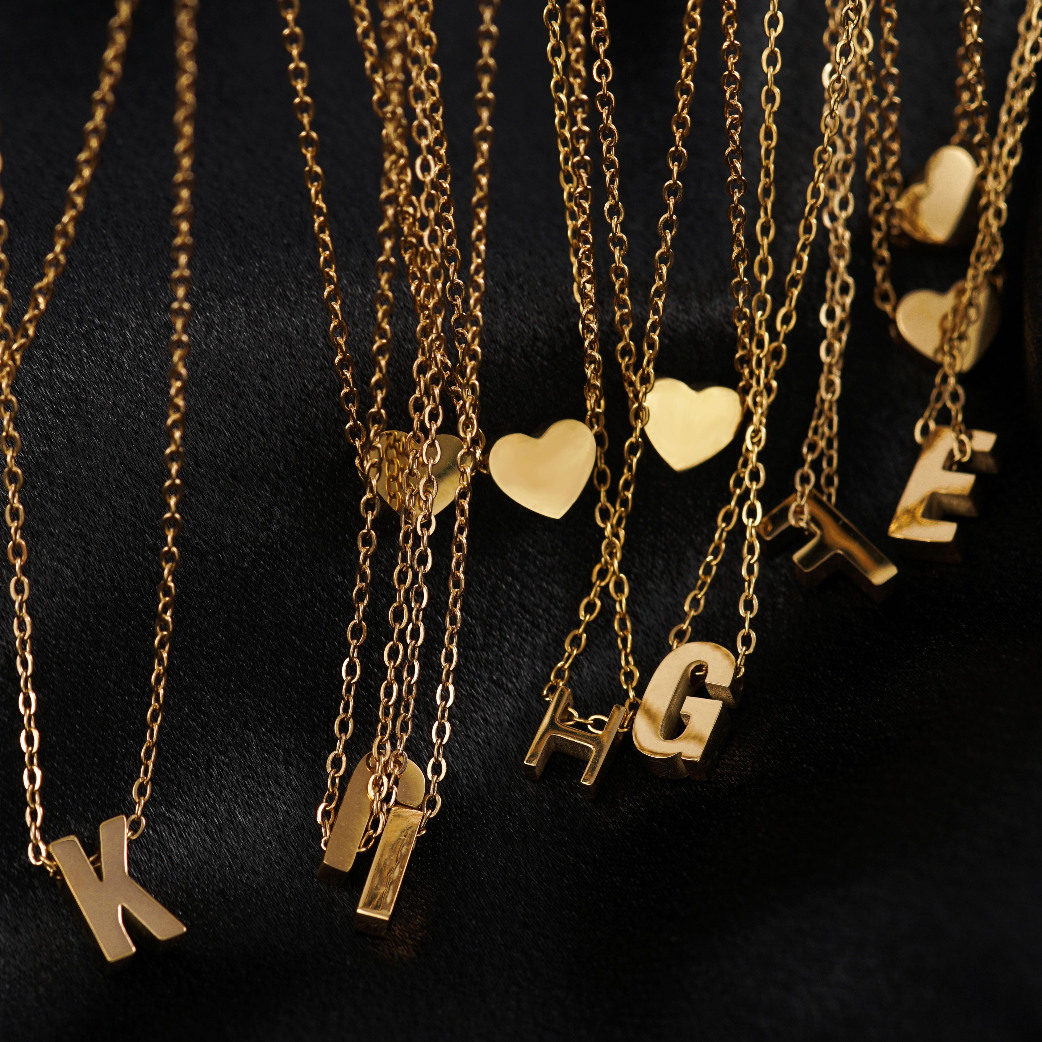 Titanium Steel Double-Layered Heart Letter Necklace