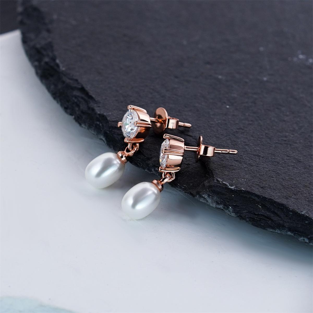 Moissanite Rose Dream Drop Earrings