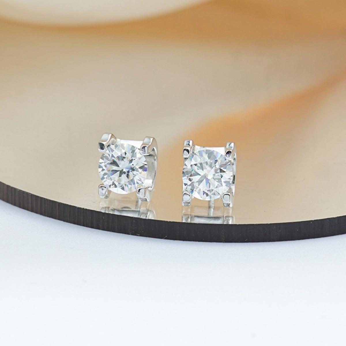 Moissanite 1ct Classic Solitaire Prong Jewelry Set Earrings Ring Necklace Set