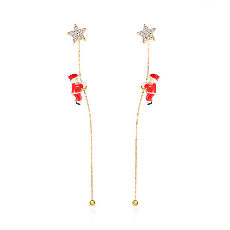 Christmas Santa Claus Climbing Star Earrings