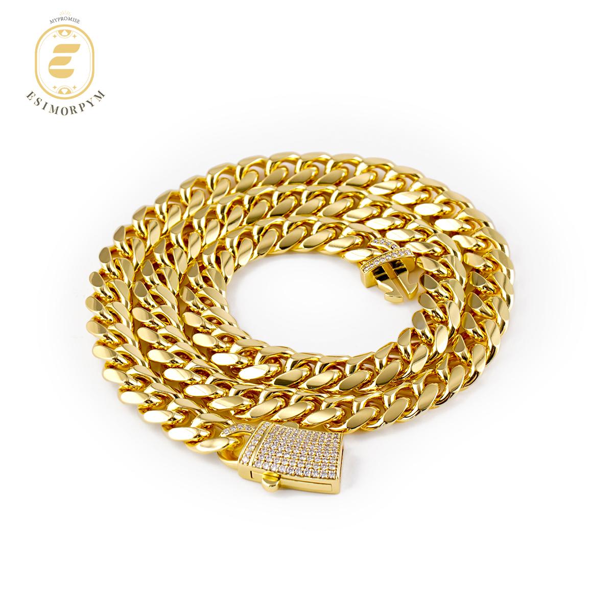 Moissanite Hip Hop Golden Cuban Necklace