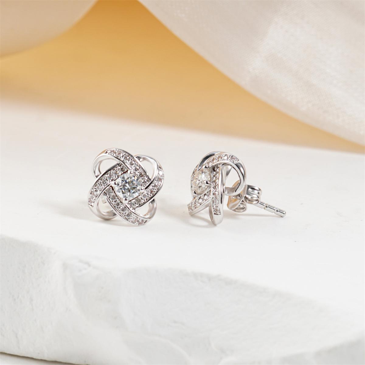 Moissanite Love Knot Stud Earrings