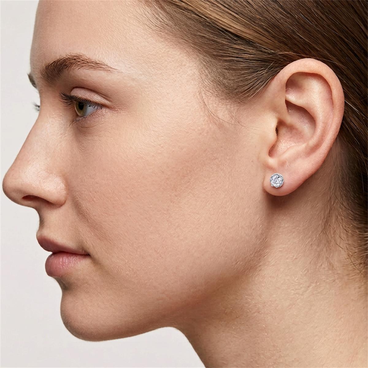 Moissanite Radiant Crown Solitaire Stud Earrings