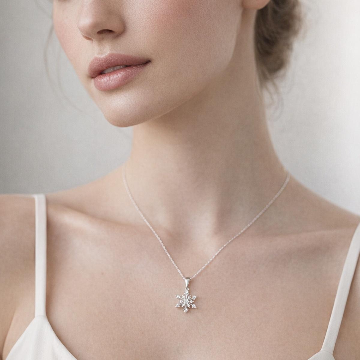 Moissanite Icy Bloom Snowflake Pendant Necklace