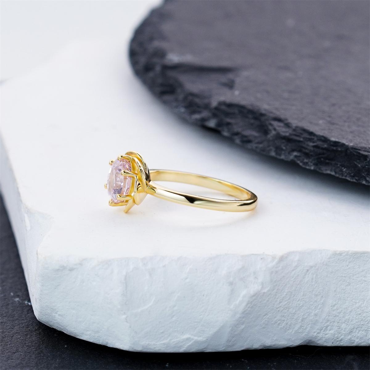 Rosy Dream Floral Solitaire Ring