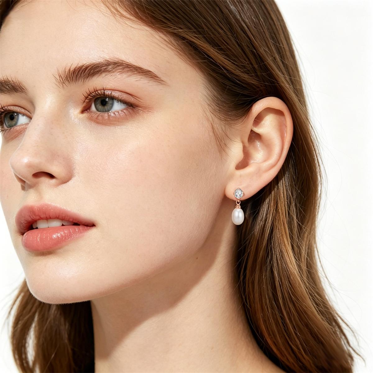 Moissanite Rose Dream Drop Earrings