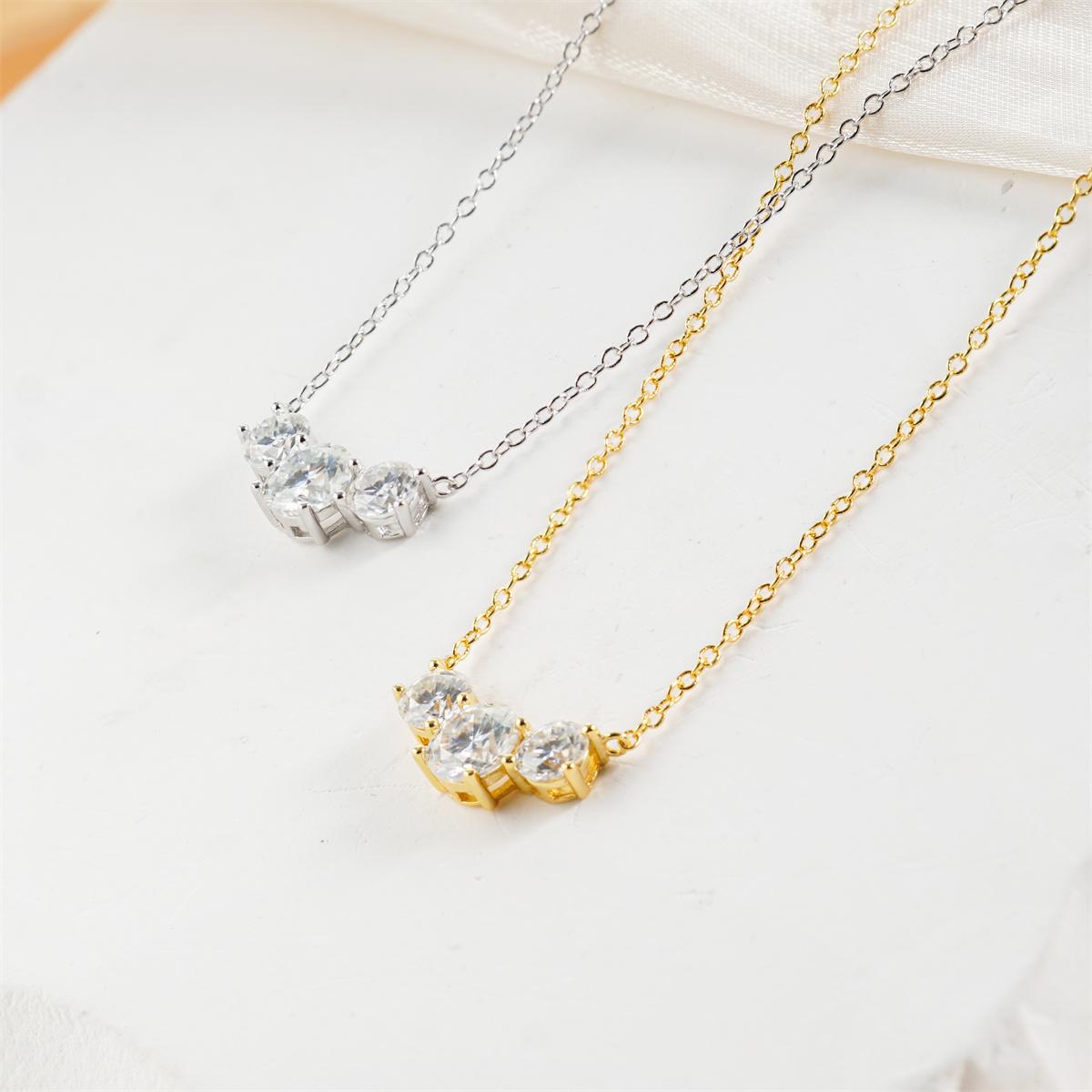 Moissanite 2ct Luminous Trio Three Stone Pendant Necklace