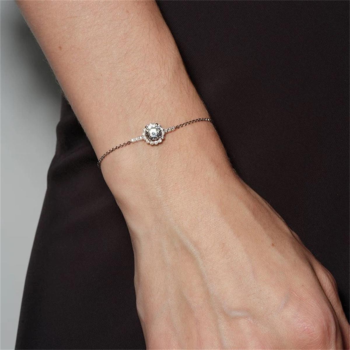 Moissanite Halo Flower Bracelet