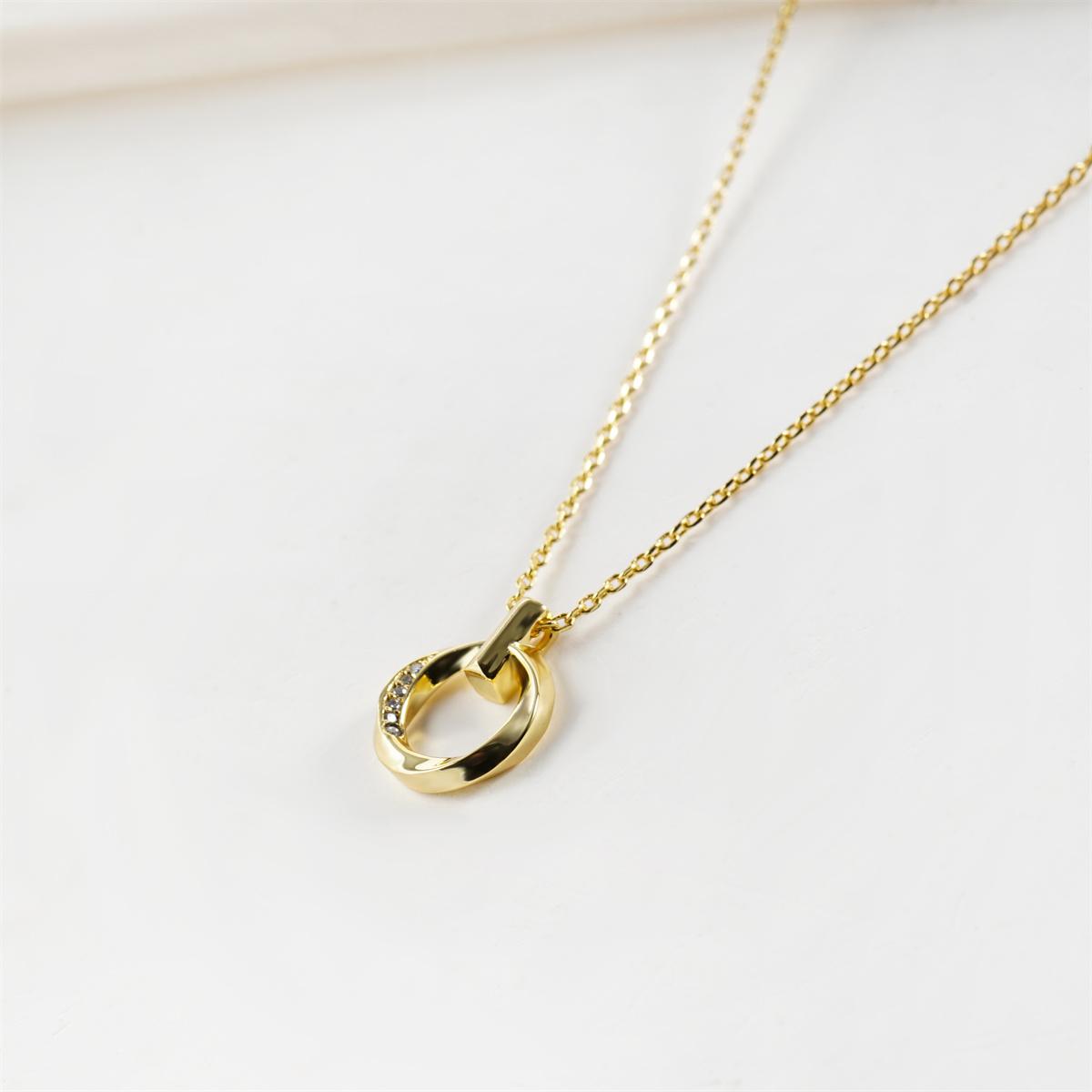 Moissanite 18K Gold-Plated Minimalist Loop Pendant Necklace