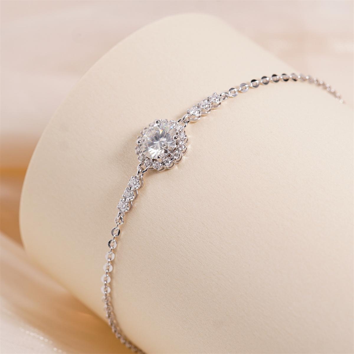 Moissanite Halo Flower Bracelet