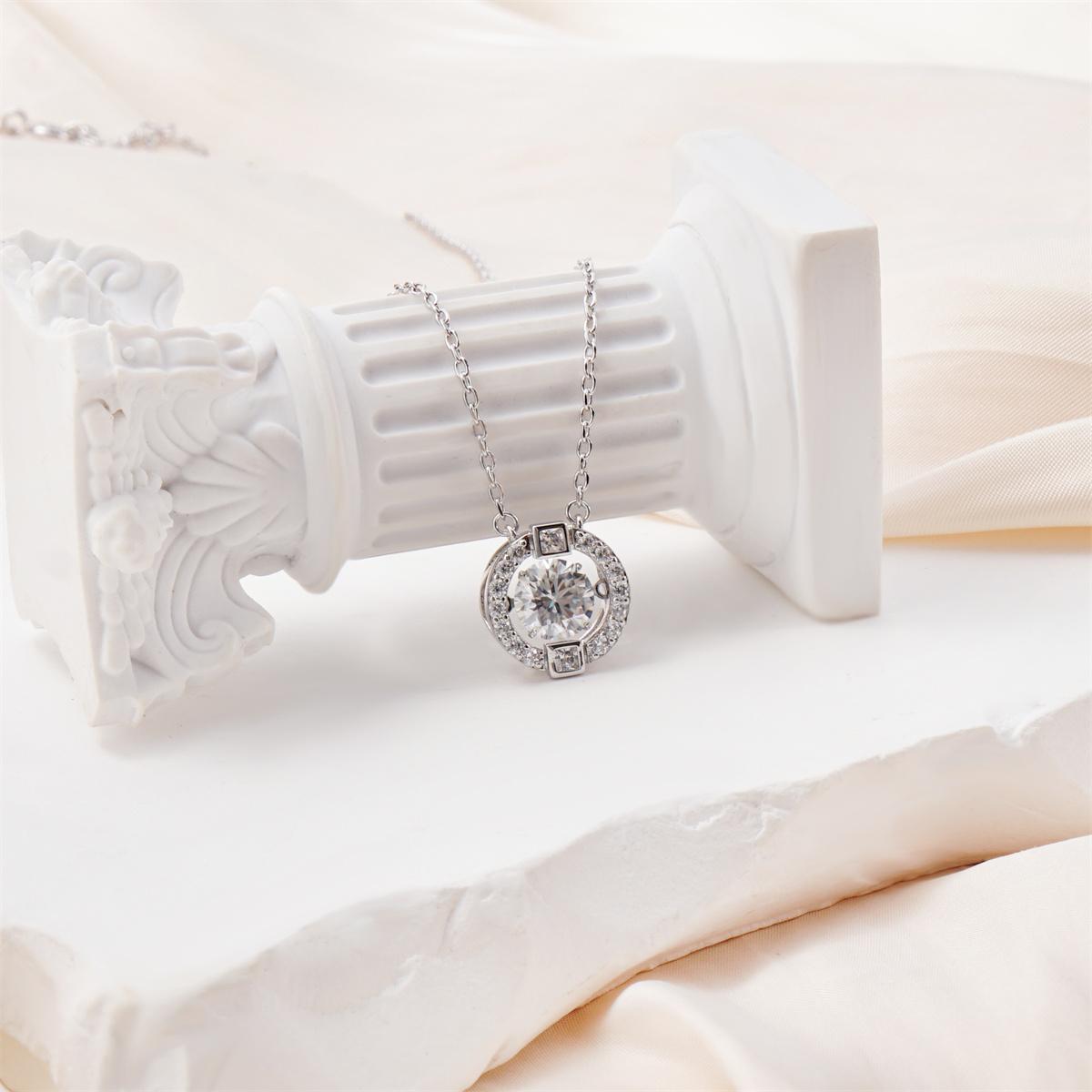 Moissanite 1ct Flickering Halo Pendant Necklace