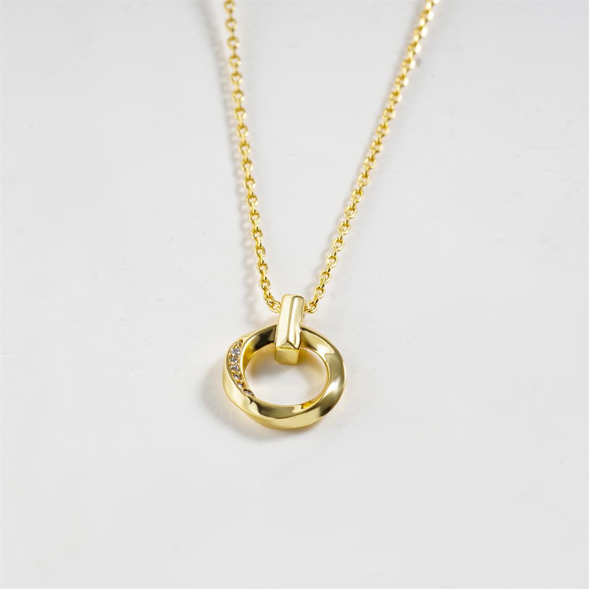 Moissanite 18K Gold-Plated Minimalist Loop Pendant Necklace