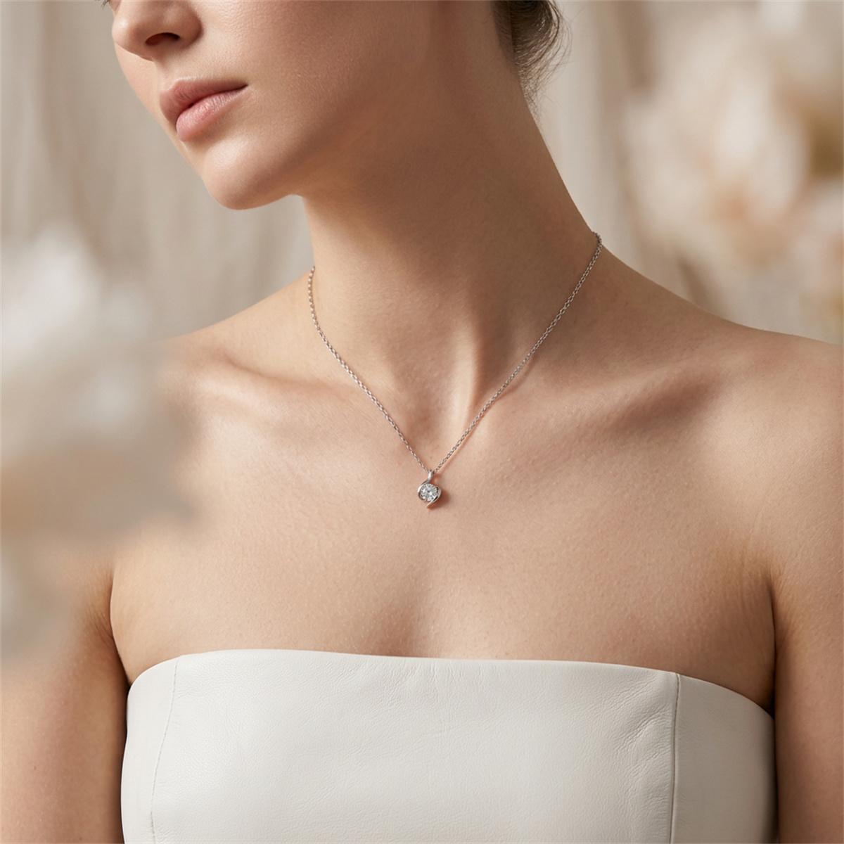 Moissanite 1ct Exclusive Memory Twist Radiance Pendant Necklace