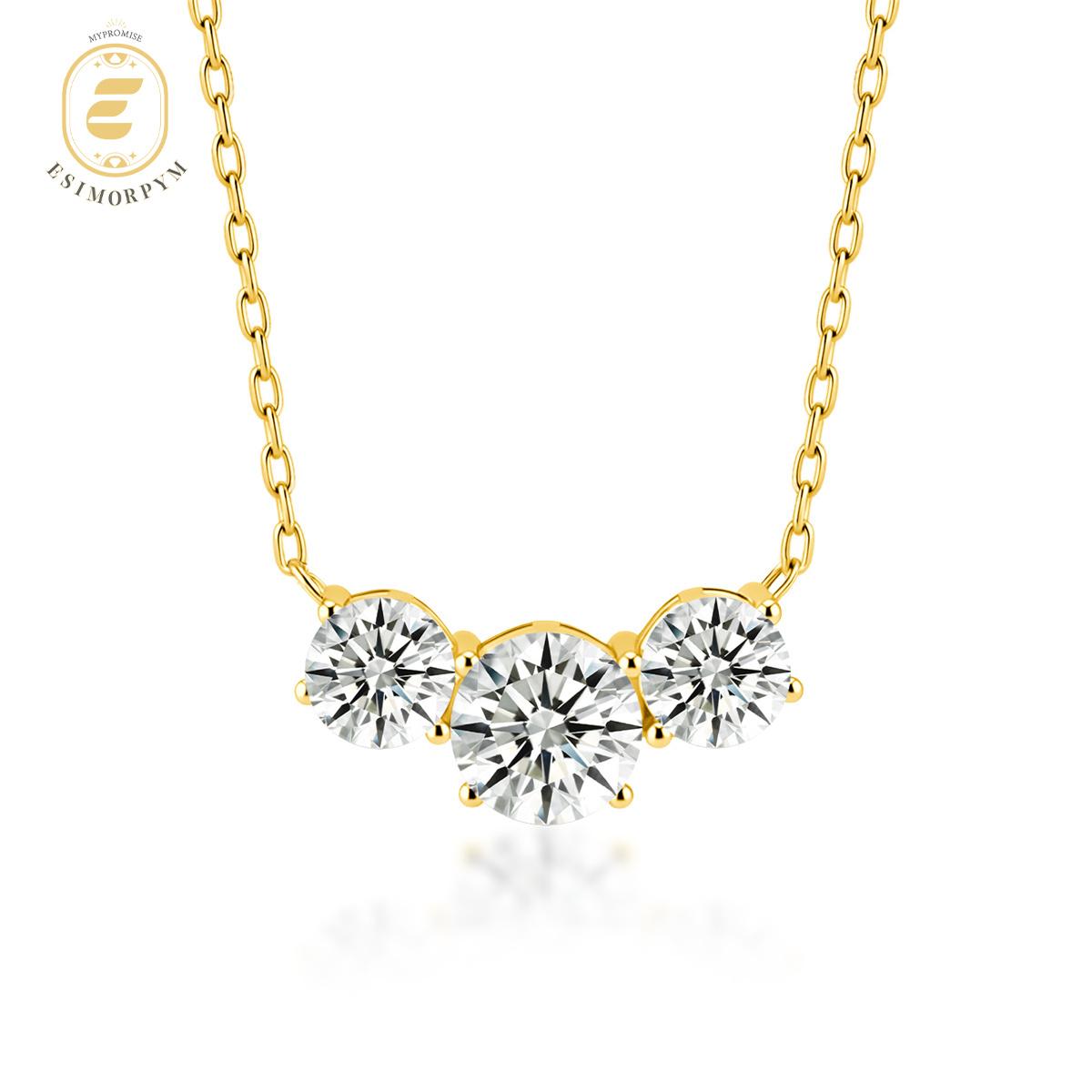Moissanite 2ct Luminous Trio Three Stone Pendant Necklace