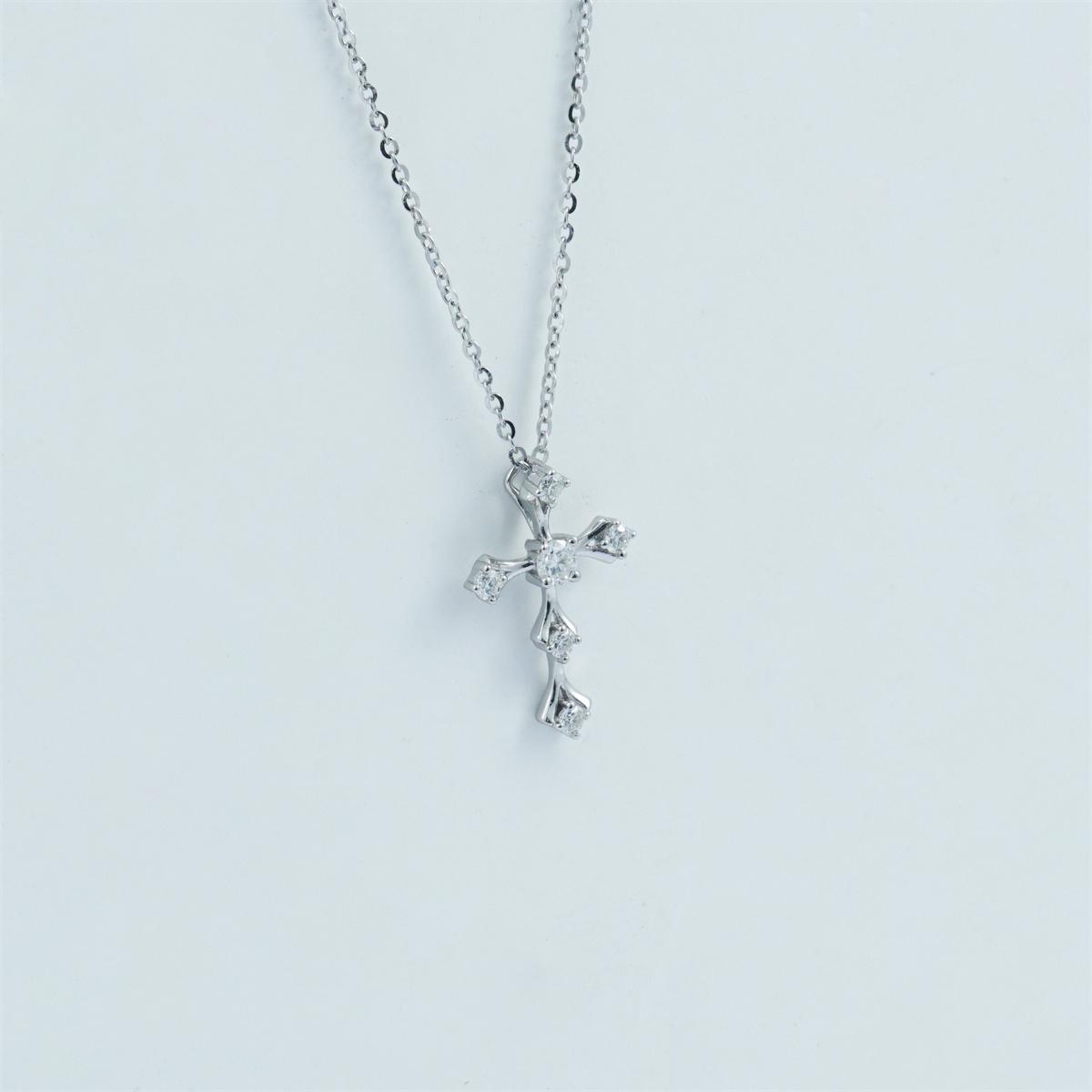 Moissanite Cross Pendent Necklace