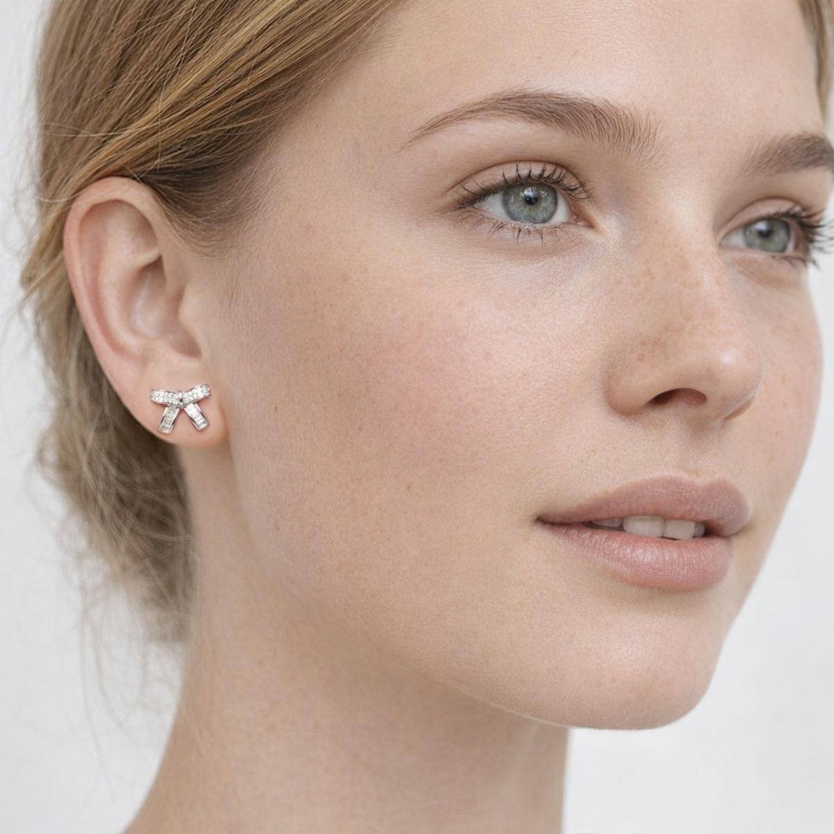Moissanite Twinkle Bow Stud Earrings