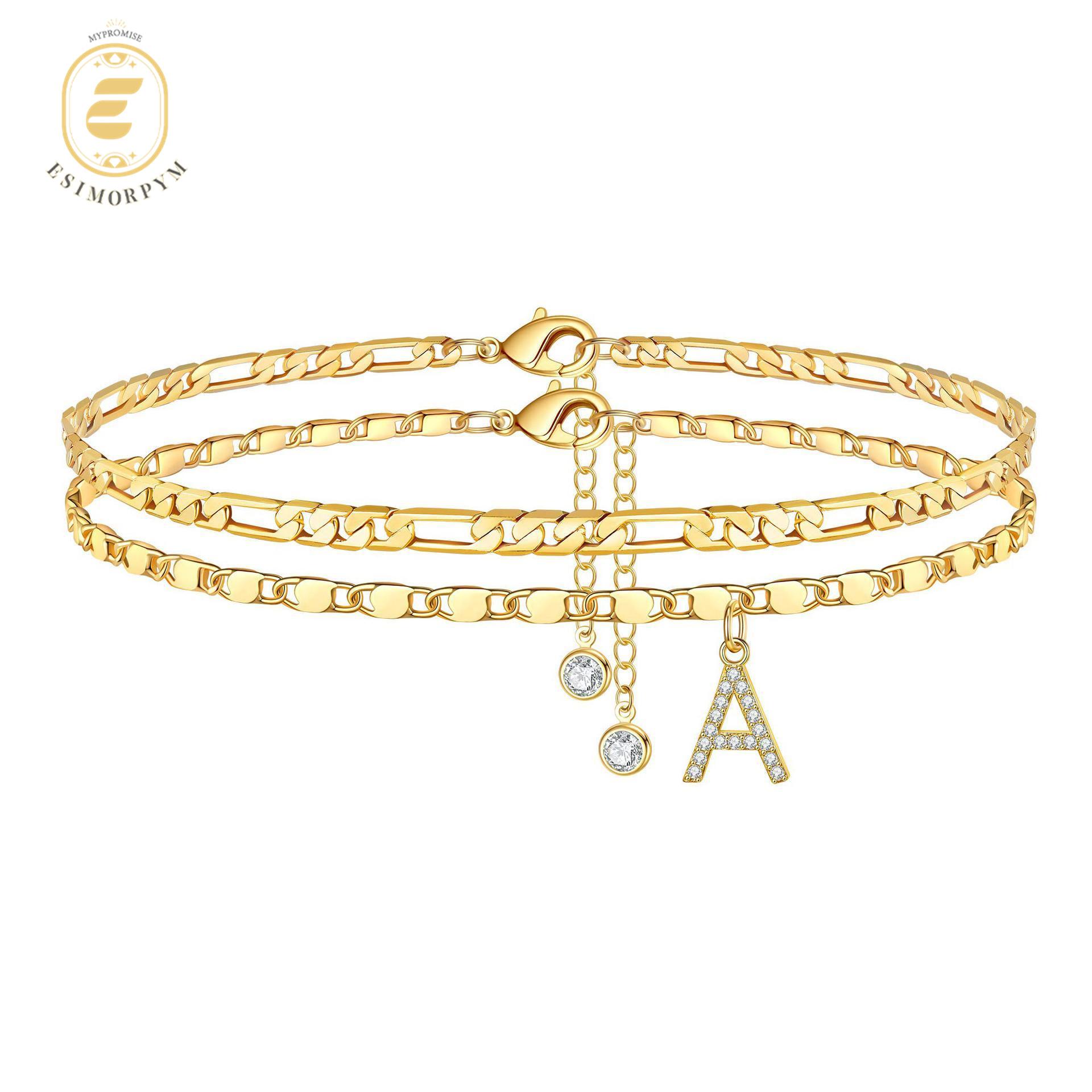 Layered Letter Anklets