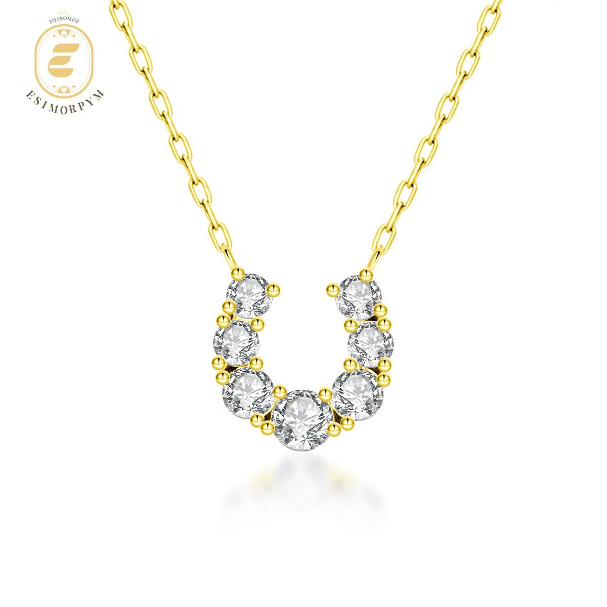 Moissanite Lucky Glow Horseshoe Pendant Necklace