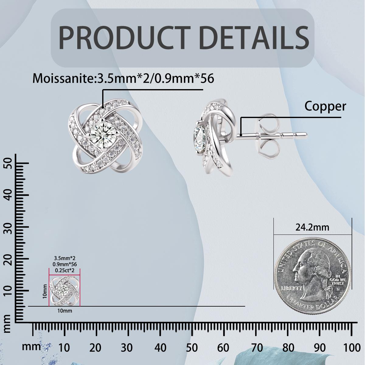 Moissanite Love Knot Stud Earrings