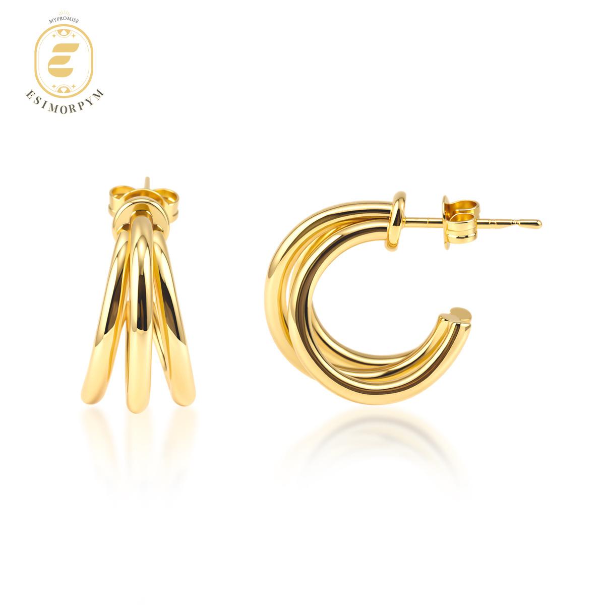 Triple Curve Hoop Earrings